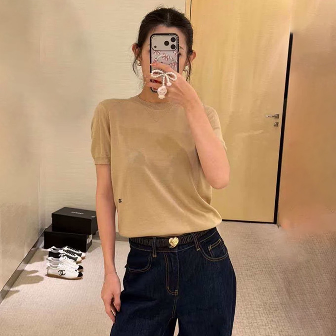 9A+ quality chanel silk cashmere blend knit t-shirt